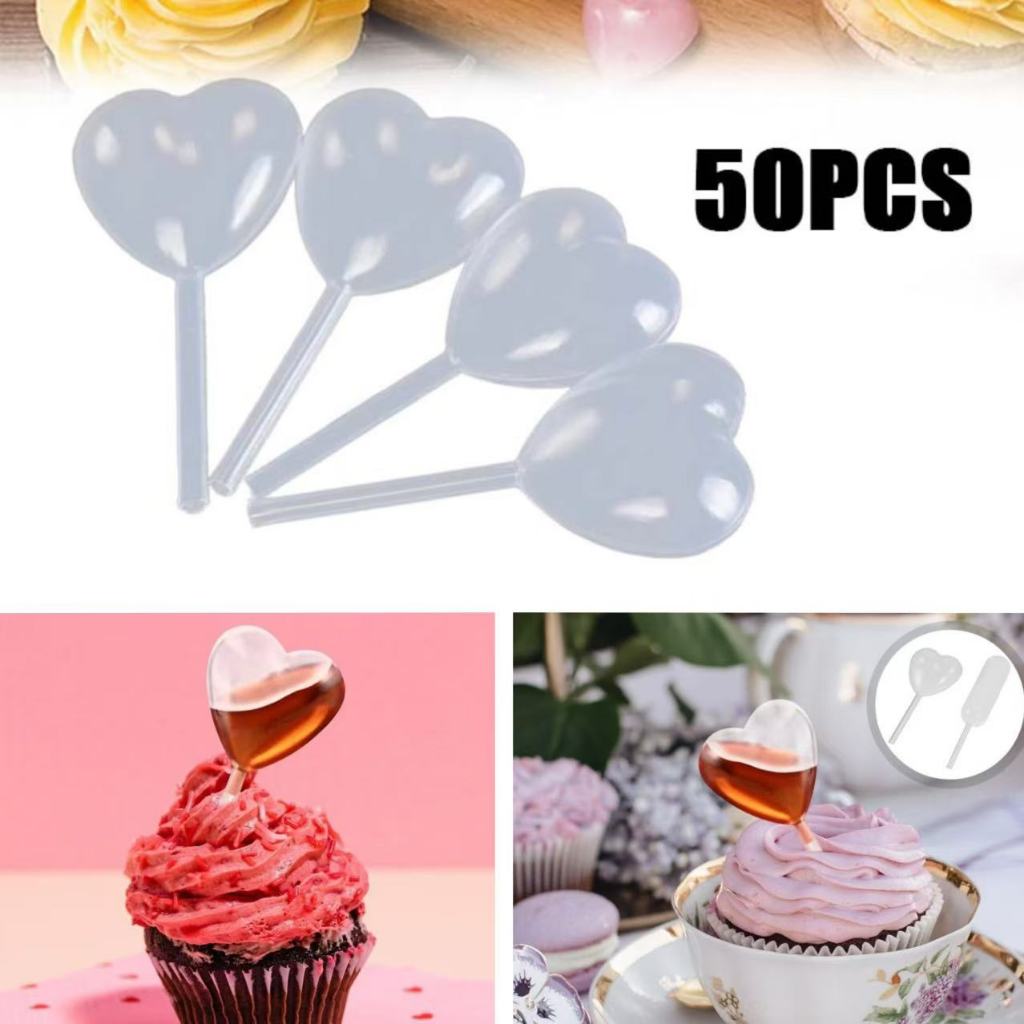 50Pcs Pipet Fla Puding Pipet Plastik Pipet Vla Hiasan Kue Puding Cup Cake Dessert Pipet 4ml Untuk Pu