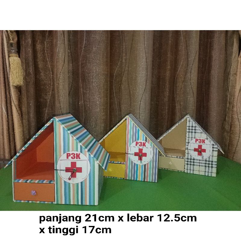 KOTAK OBAT P3K ANAK MINI model rumah bahan karton tebal