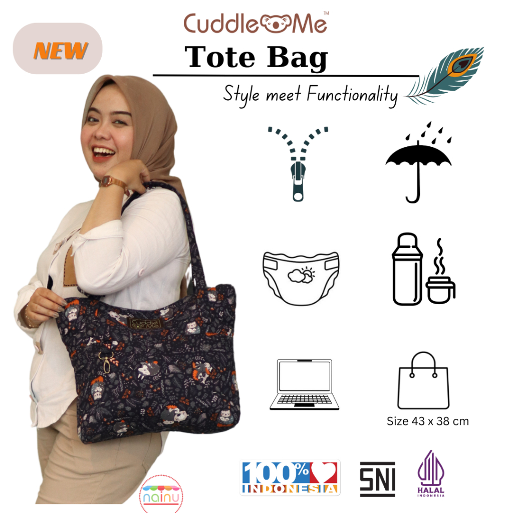 Tote Bag Waterproof Thermal Tas Bahu Mother's Totebag Cuddle me Empuk Ringan Tempat Botol Susu ASI P