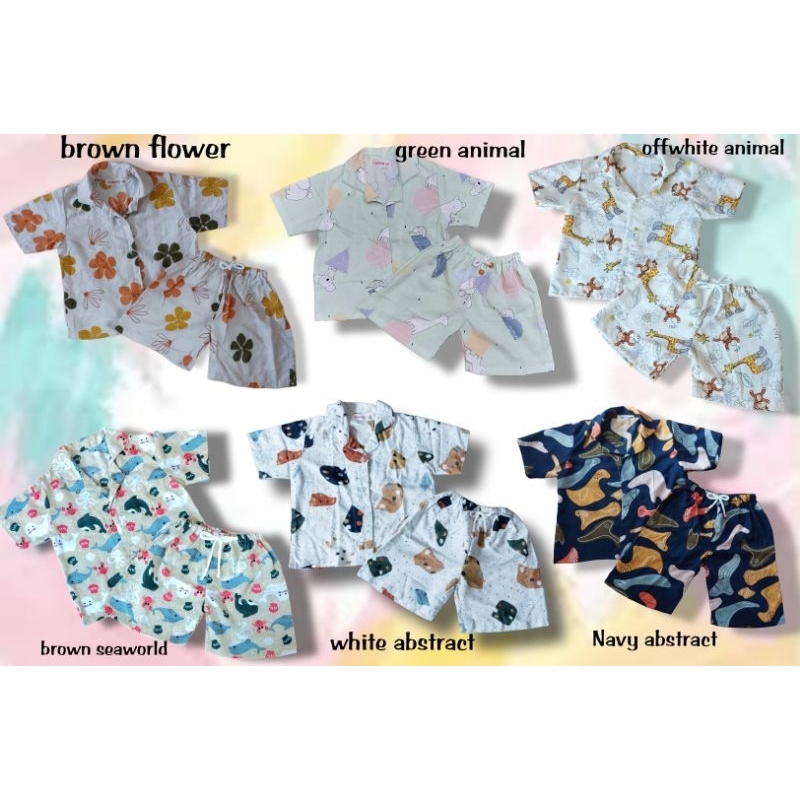 Set piyama anak lengan pendek - setelan anak katun rayon premium
