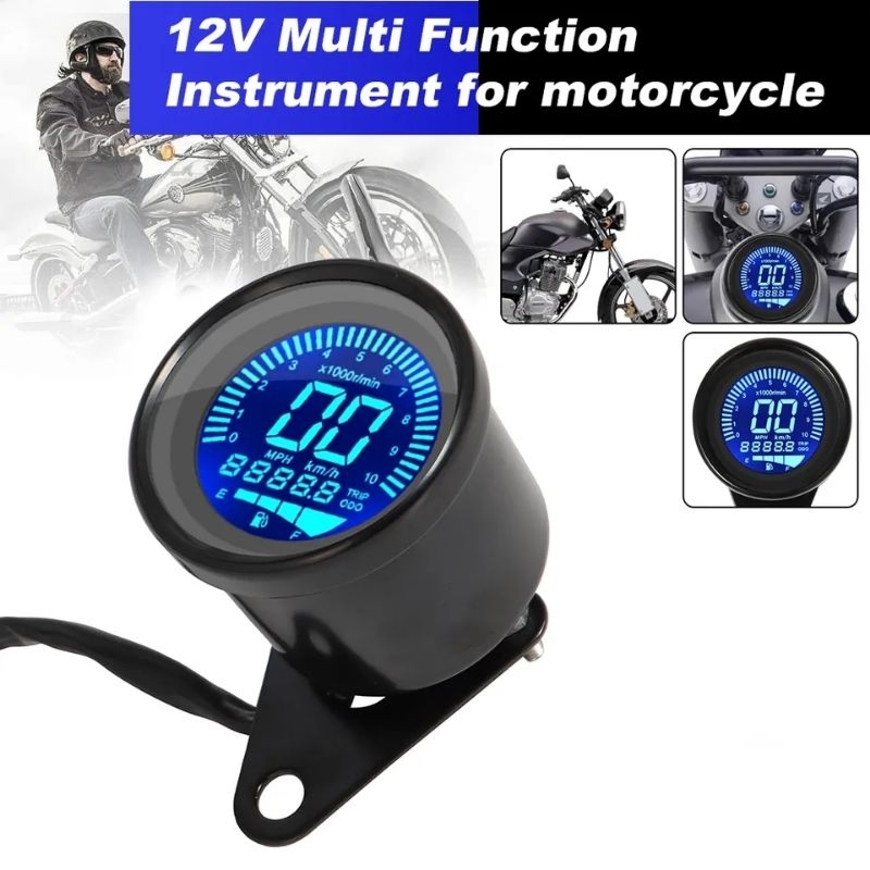 speedometer digital bulat 7 warna universal lcd