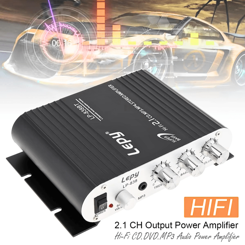 Lepy PUSAT Ampli Amplifier HiFi Bluetooth super bass mini Audio 12v Treble Bass Booster LP 838