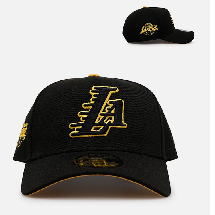 Topi basball Lakers Hitam bordir kuning new era cap 9fifty streatwear pria wanita