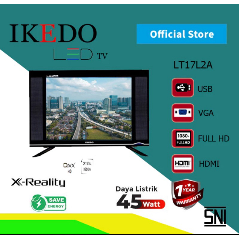 [FREE PACKING DUS+BUBLE TEBAL] ] TV LED IKEDO 17 INC LT17L2A DVI1080p Full HD HDMI 45 Watt