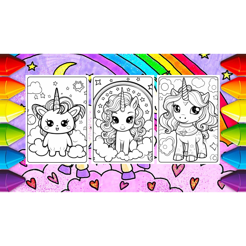 

Kertas Mewarnai Gambar Anak Cute Kawai Unicorn Lembar Mewarnai (10 Lembar) Coloring Page Unicorn