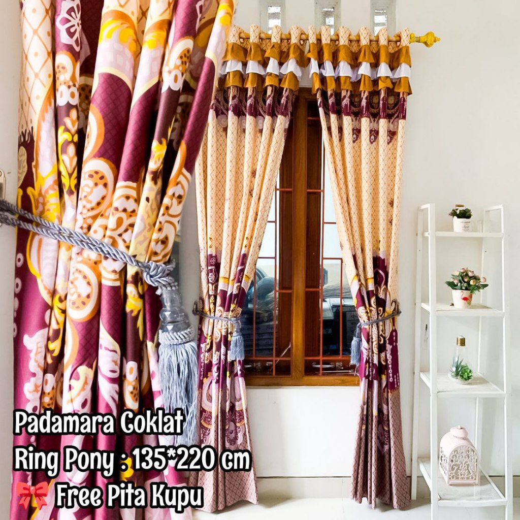 Gorden Rumbai Pony Ring 12 Pintu Dan Jendela Motif Batik Sultan Padamara Coklat Free Tali Pita Kupu