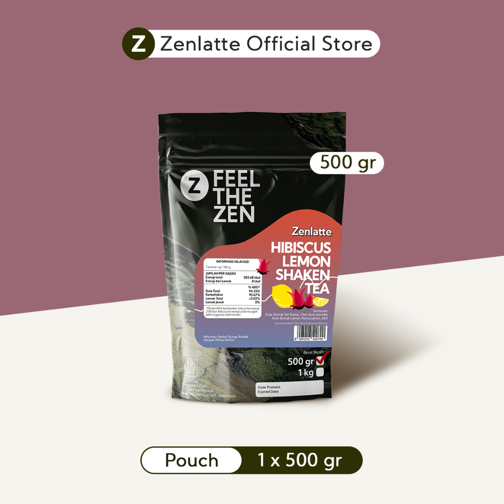 

Zenlatte Hibiscus Lemon Shaken Tea - Bag 500gr & 1kg | Hibiscus Lemon Shaken Tea Powder | Bubuk Hibiscus