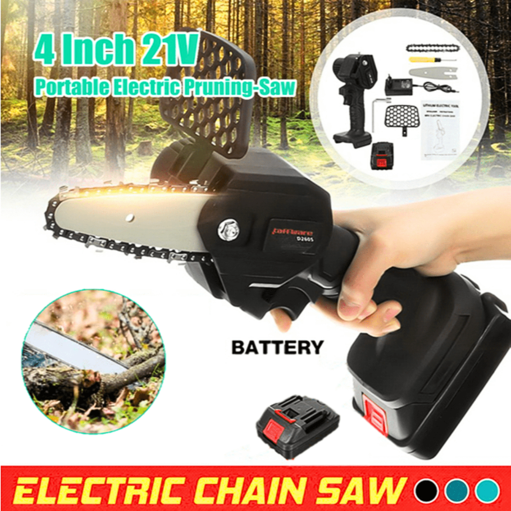 PUSAT Taffware Chainsaw Gergaji Mesin mini pemotong kayu Senso Cordless 21V 4 Inch 800W D2605