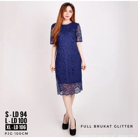Dress Brukat Kondangan Wanita Dewasa / Dress Brokat Jumbo / Kebaya Brokat / Dress Pesta Natal / Midi
