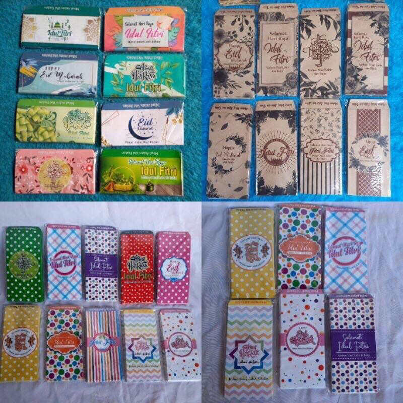 

100Pcs 10Pack Paket Usaha Promo Amplop Angpao Lebaran Idul Fitri Jumbo Sudah Dilem Siap Pakai Kertas Plastik