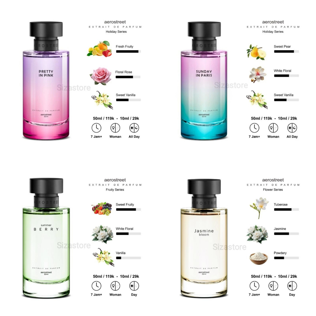 [BEST SELLER] Parfum Aerostreet Wanita AUNTUMN/TEMPTATION/SPRING TIME ROSE/SUNDAY IN PARIS/PRETTY IN