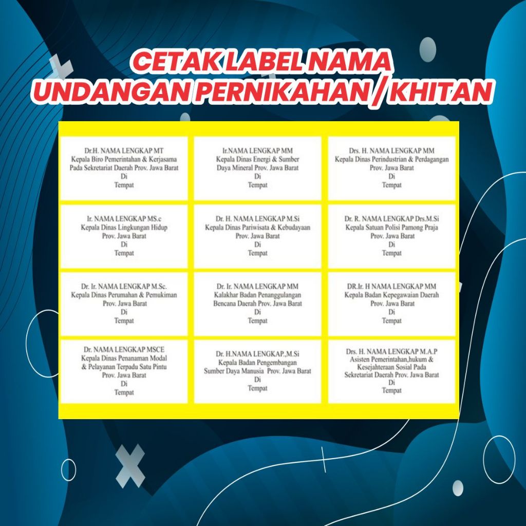 

CETAK LABEL NAMA TAMU UNDANGAN PERNIKAHAN/KHITAN MURAH