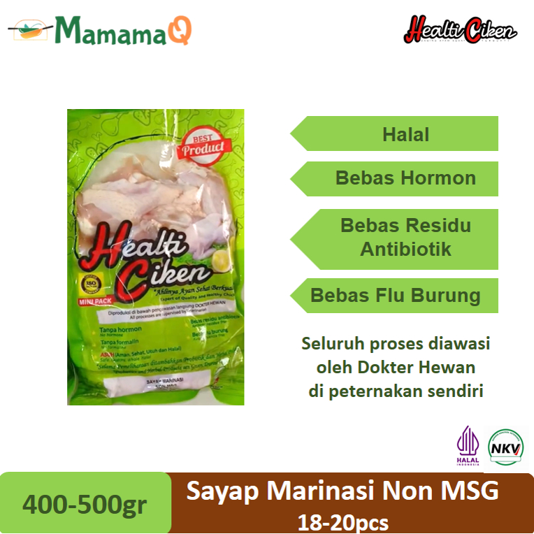 

HEALTI CIKEN HEALTHY CHICKEN Ayam Sehat Probiotik Wing Sayap Marinasi Non MSG Halal 400-500gr