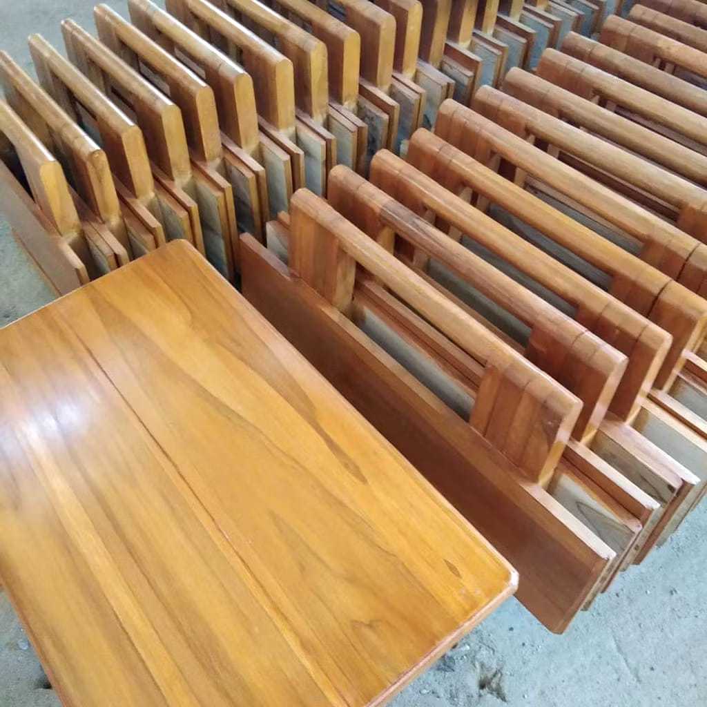 meja belajar lipat kayu jati asli