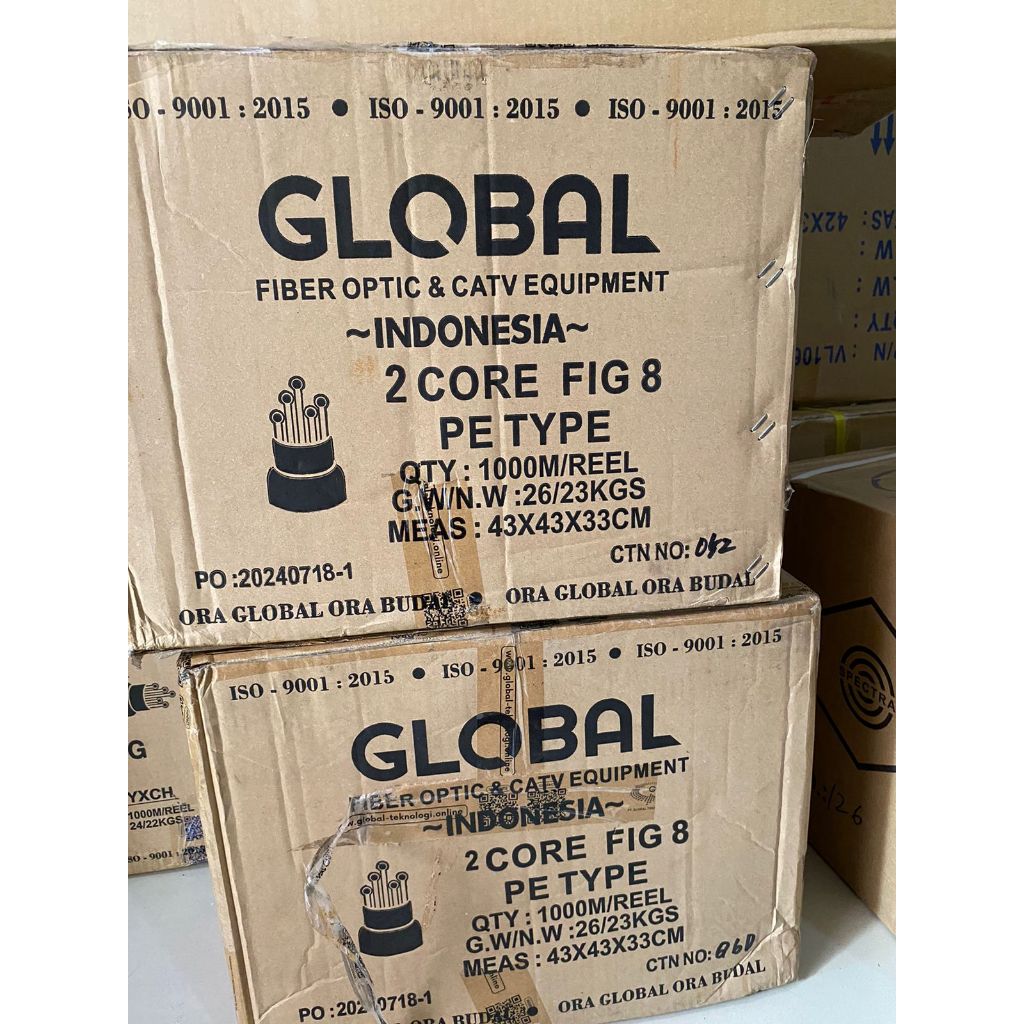Kabel Global FO 2 Core 3 Seling Fig8 jelly tube panjang 1KM