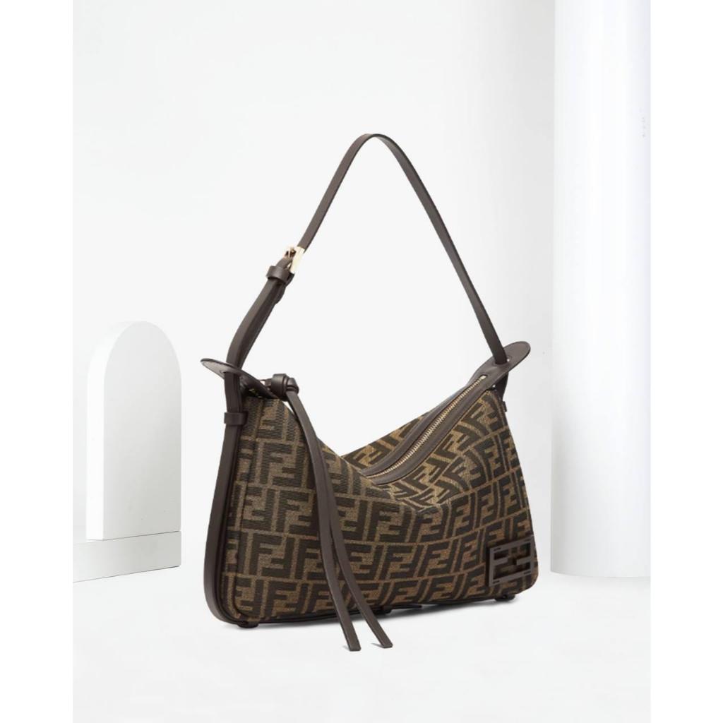 READY  Fendi Medium FF Simply Shoulder Bag in Brown Canvas (Last pcs)