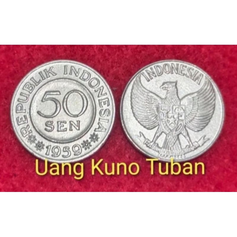 Uangkuno 50 sen garuda . Koin 50 sen