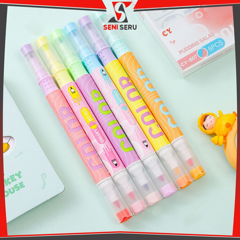 

Penanda Teks Highlighter Pastel 2 Sisi Alat Tulis Sekolah / Spidol Set Isi 6pcs 12 Warna Serbaguna/ Pen Marker dengan Ujung 2 Tip Seni Seru A114