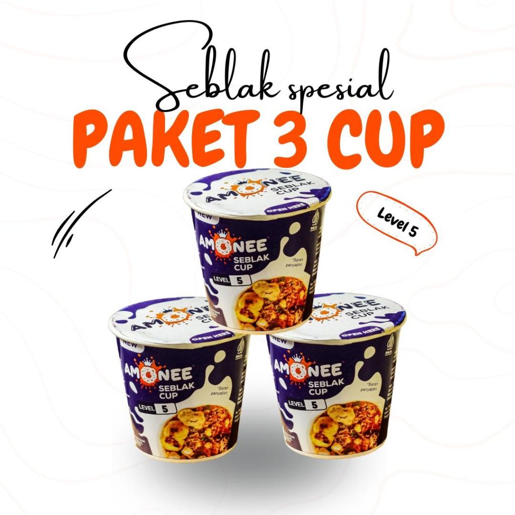 

PAKET 3 CUP Seblak Cup Instan Level 5 komplit dengan bumbu dan sambel chili oil seblak instant pedas level