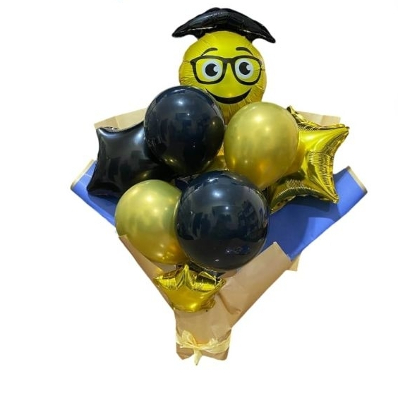 Balon Foil Set Wisuda Graduation Bouquet Komplit Pita Kertas Lem Stick Balon Latex