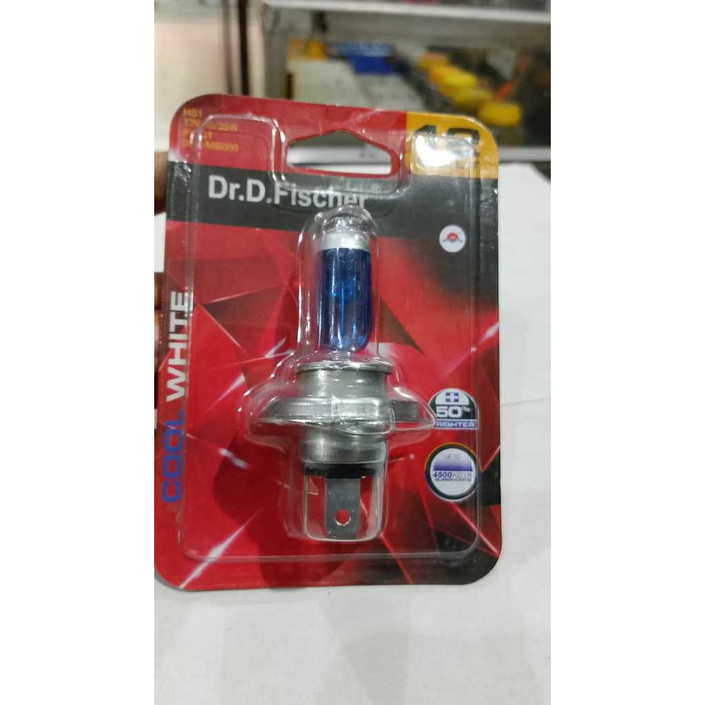 DOP DEPAN HALOGEN 35/35 HS1 H4 DR DFISHER COOL WHITE LAMPU DEPAN HALOGEN H4 HS1 MOTOR LAKI