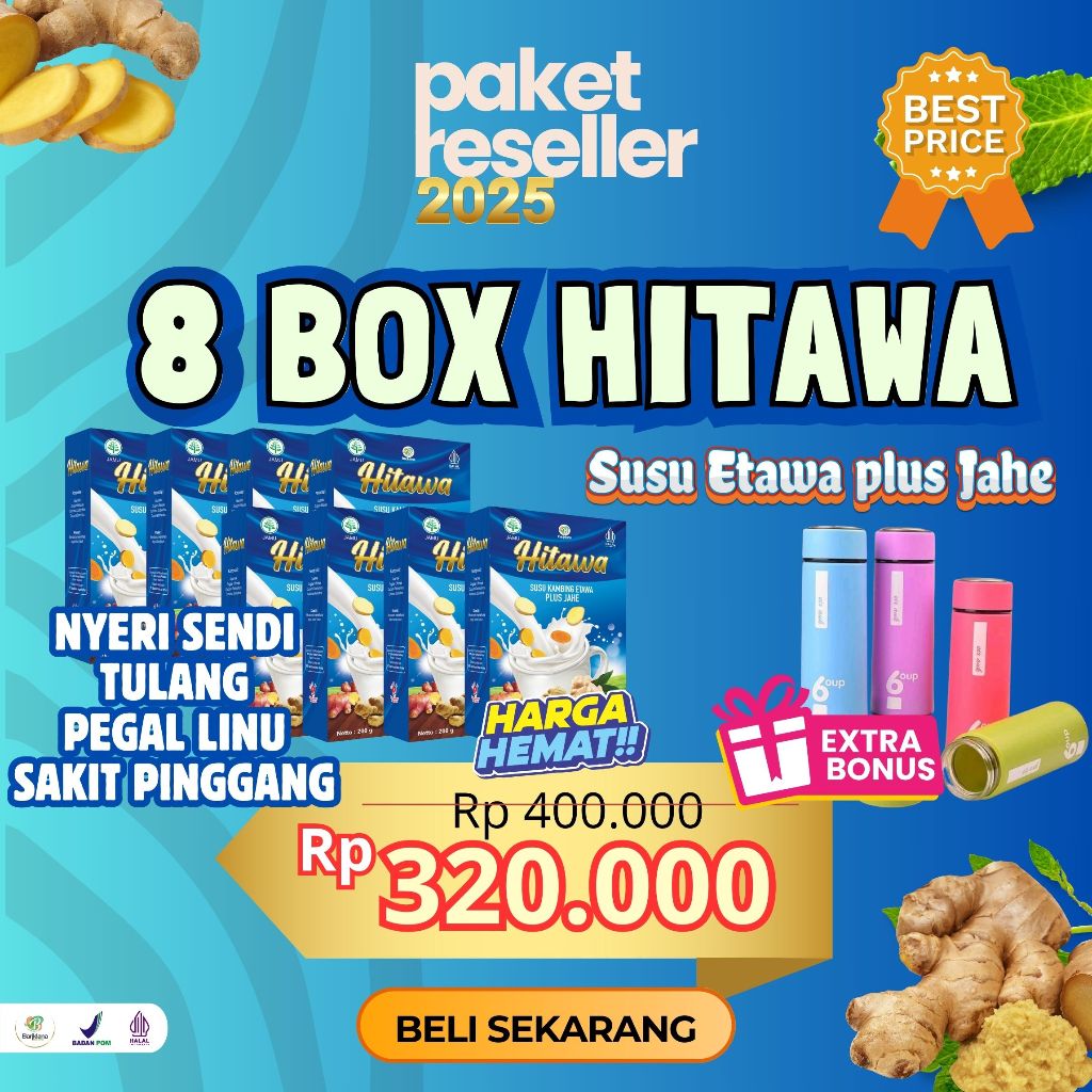 

PAKET RESELLER 8 BOX HITAWA SUSU ETAWA JAHE MERAH DISKON 20%