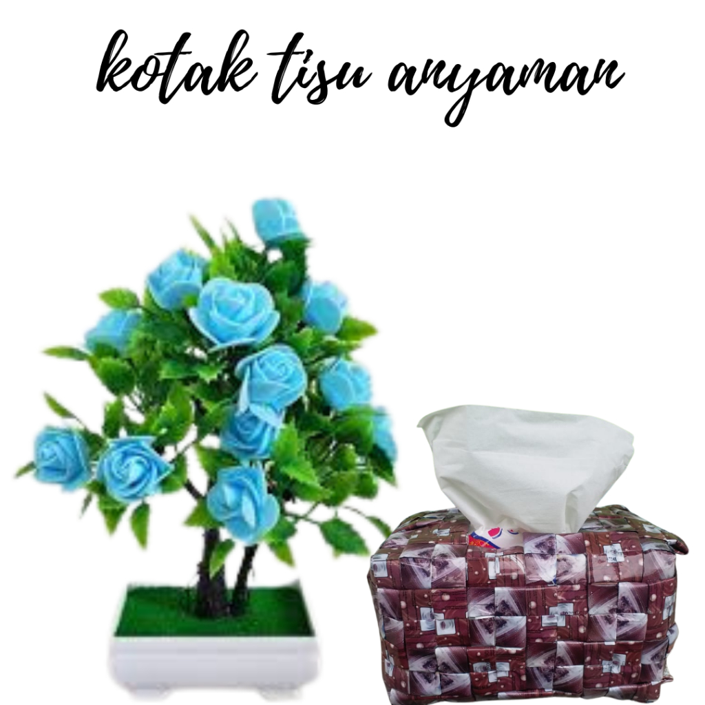 anyaman unik box kotak tempat tisu keerajinan terbuat dari daur ulang kemasan bungkus minuman pop es