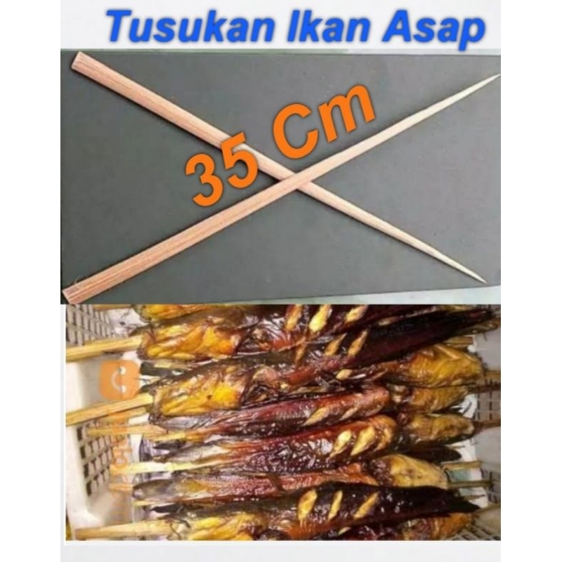 

Ikan Asap Tusukan 35cm TUSUKAN SATE GEPENG ISI 100 PCS