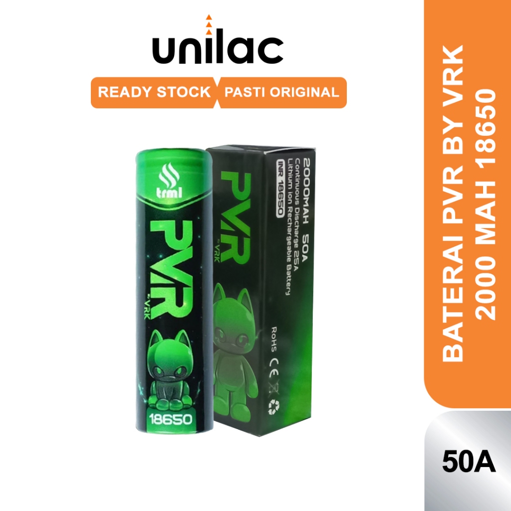 Authentic Baterai 18650 PVR by VRK 2000 mAh - PVR by VRK Baterai 18650 2000 mAh | Baterai Ve Er Ka