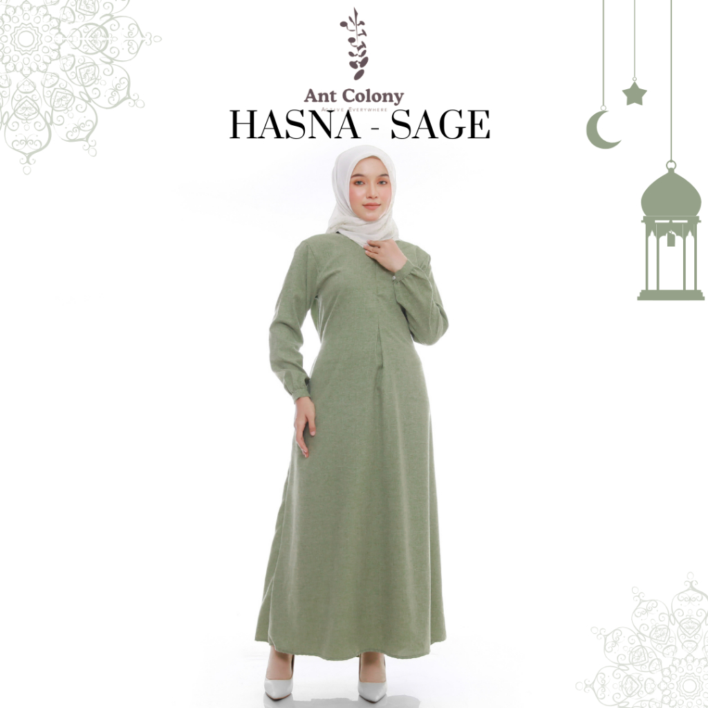 ANT COLONY GAMIS POLOS WARNA SAGE| SPESIAL WARNA UNGU BYZATYNE | BAHAN KATUN - DAILY WEAR  | HASNA S