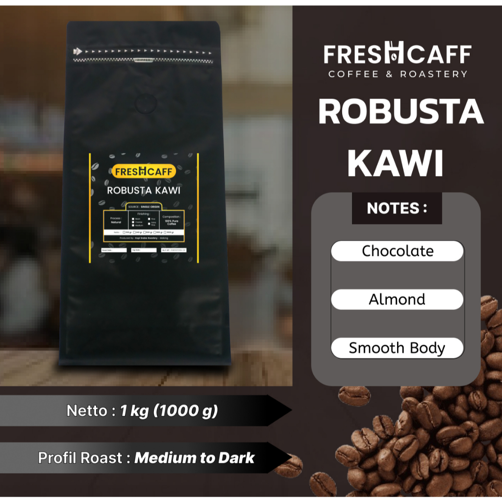 

Kopi Robusta Kawi 1 kg Kopi Murni Freshcaff