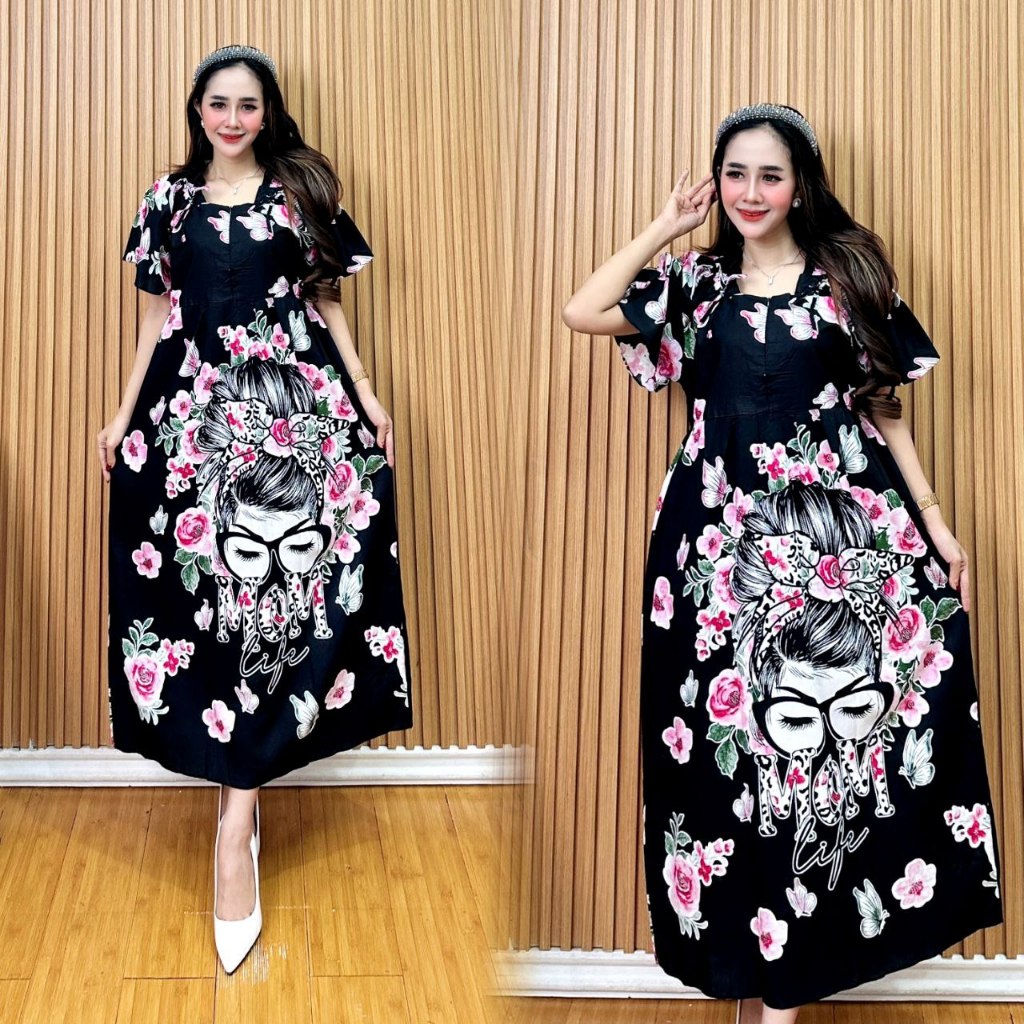 Daster Serut Bahu Tali Lengan Viral Dress Remaja Kekinian Daily Wear Daster Ruffle Busui Resleting T