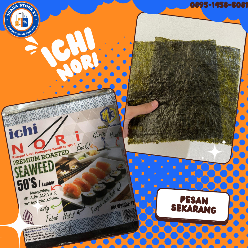 

ICHI NORI PREMIUM ROASTED SEAWEED 50 LEMBAR