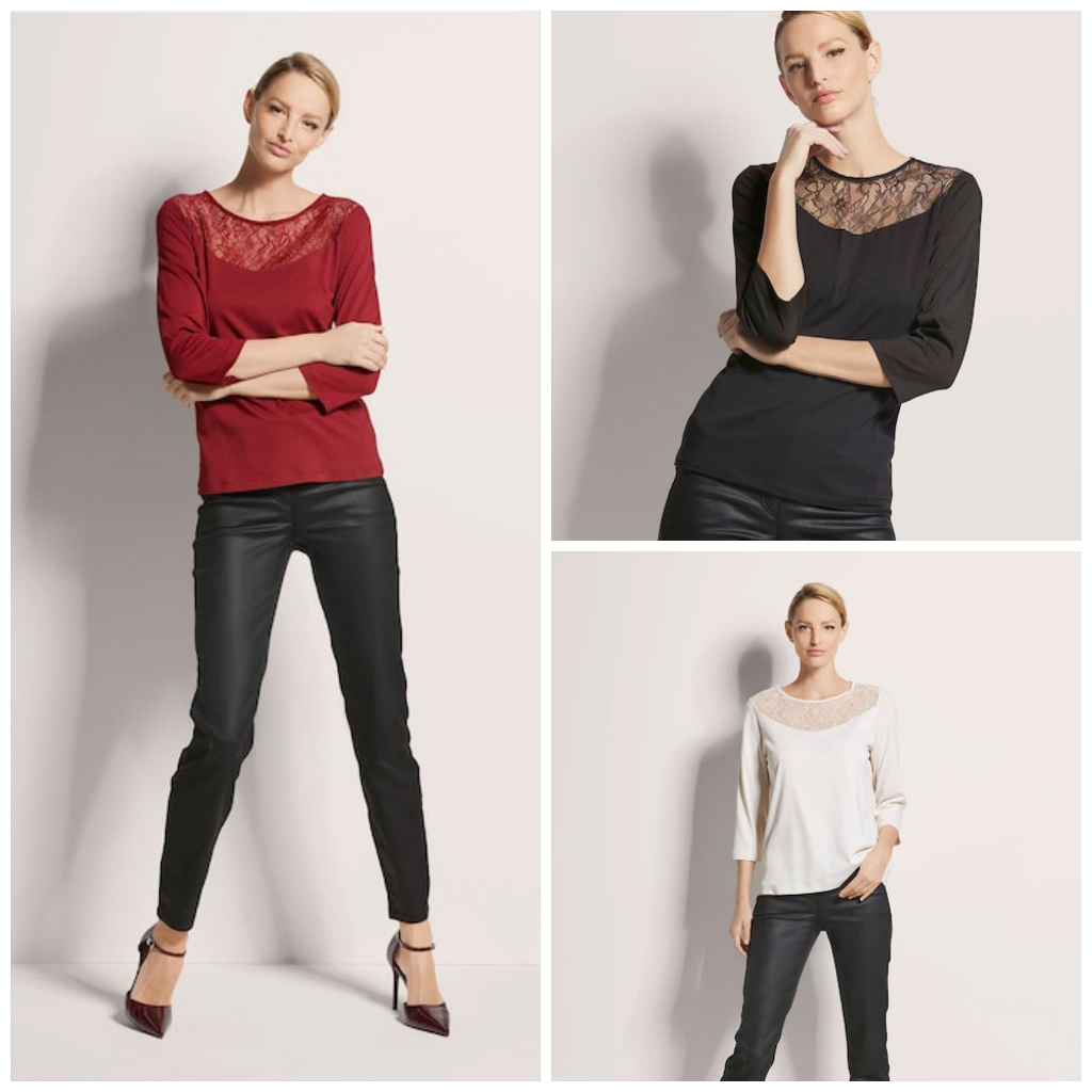 Atasan Maurices Lace Top Ruched Sleeve tie Back Tee