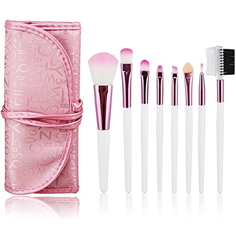 Kuas Make Up 8 pcs Set Lengkap 1 Paket with Pouch - Brush Makeup