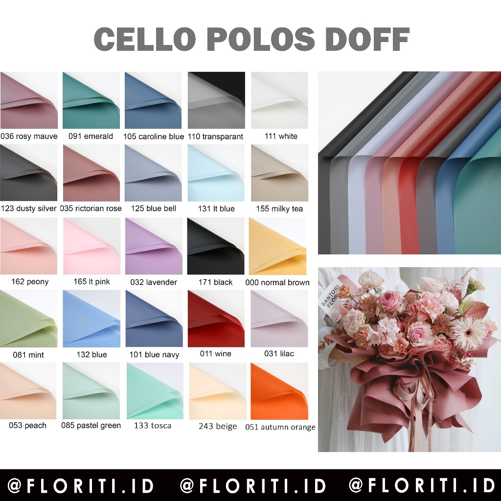 

(20 lembar) Cellophane Kertas Buket Fullcolor Pastel Polos Doff