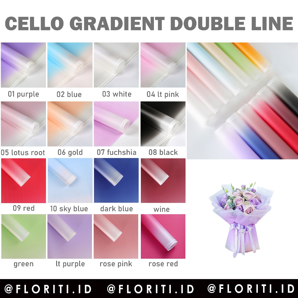 

(20 lembar) kertas buket cellophane gradient double line flower wrapping