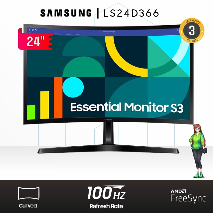 Samsung Monitor 24 Inch Curved LS24D366 FHD 100Hz AMD FreeSync | Samsung Curved Monitor