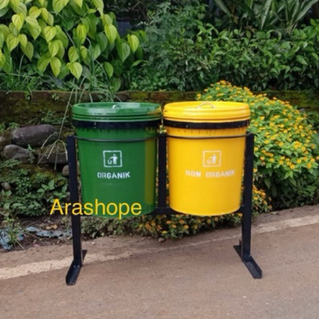 Tong Sampah Plastik 2 Pilah 25 Liter/Ember/Pail/Tong