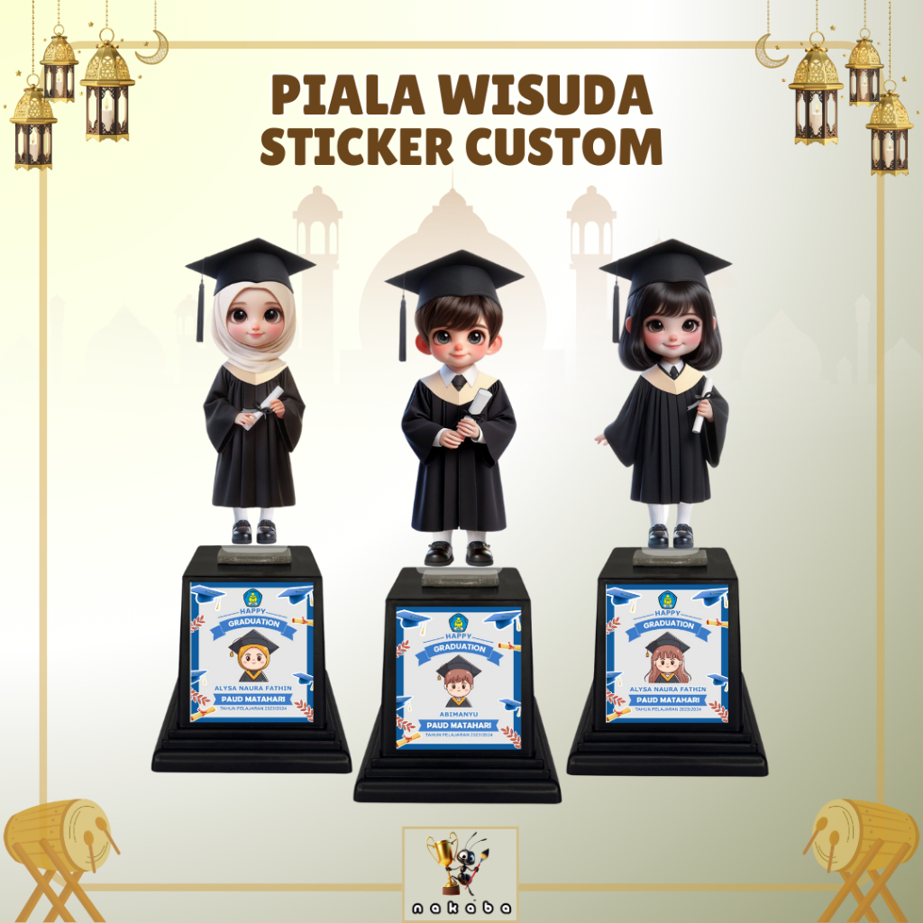 Piala Akrilik Wisuda Sticker Custom Untuk Kelulusan Paud Tk Sd Smp Sma