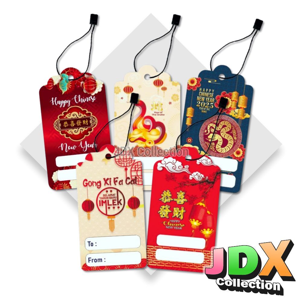

Hang Tag Imlek 10 Pcs / Hangtag Parcel Kartu Ucapan Chinese New Year Shio Ular 2025