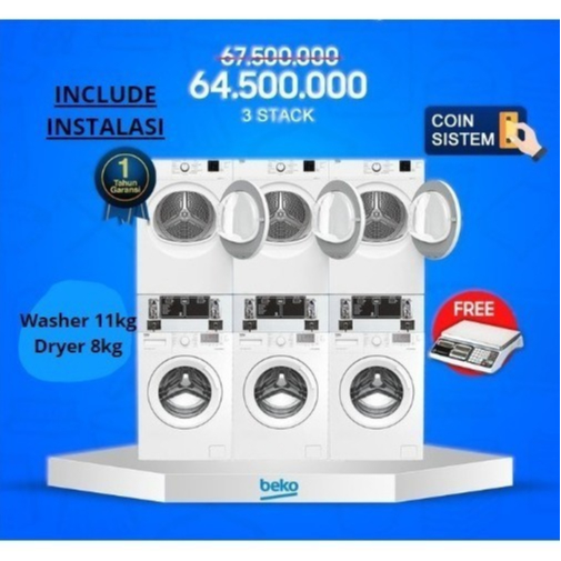 Beko Mesin Laundry Koin 3 Stack Free Instalasi