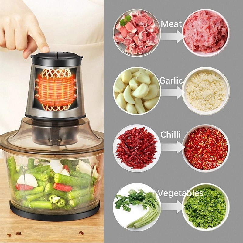 Blender Daging Choper Portable 2in1 4 Mata Pisau Stainles steel