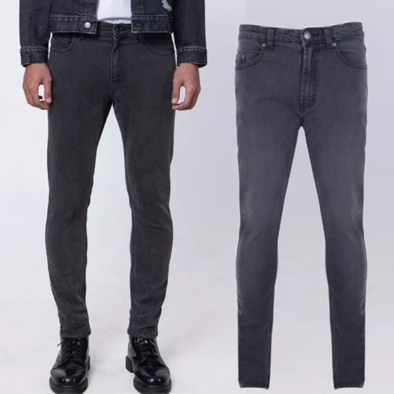 Celana Jeans Pria Gre*nLight & GABS Black Wash Abu Abu Hitam Original Slimfit Pensil Denim panjang L