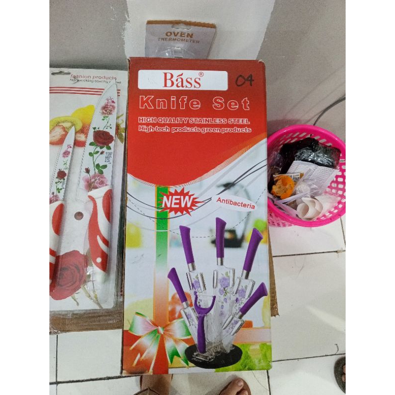 PISAU SET 5 IN 1 KERAMIK MOTIF BUNGA  PISAU DAPUR SET SERBAGUNA ISI 5