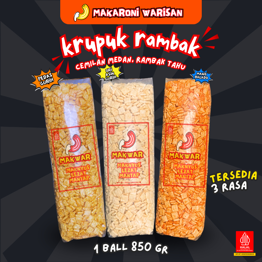 

(1 BALL) KERUPUK RAMBAK TAHU KOTAK (850gr) - Makanan ringan Krupuk Cemilan Murah halal