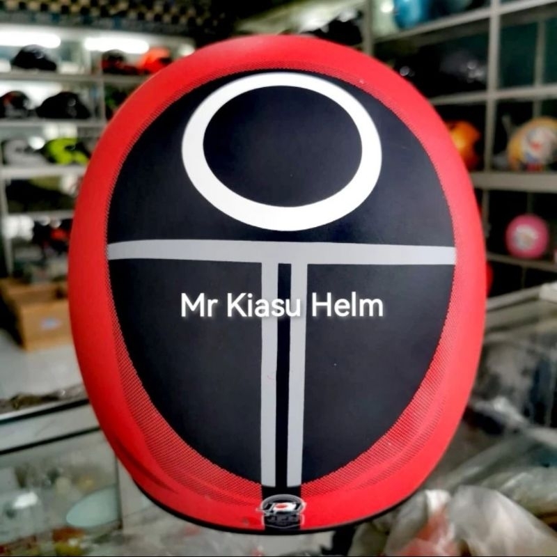 helm squid game squidgame korea retro merah dop red doff viral