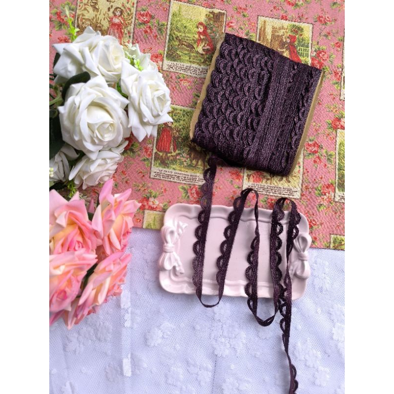 [ KAWAII LACE ] renda tile ungu tua lebar 2cm