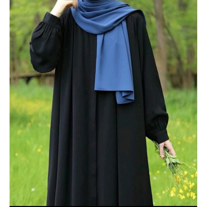 IN WEar - indigo black || gamis JET BLACK high quality || FASHION MUSLIM PREMIUM gamis jumbo