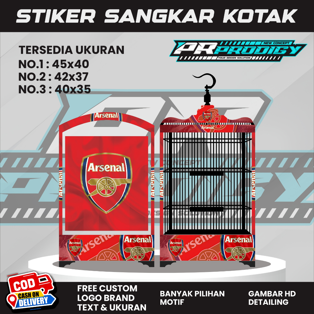 Stiker Decal Sangkar Burung / Sangkar Koper / Sangkar Kosan ARSENAL